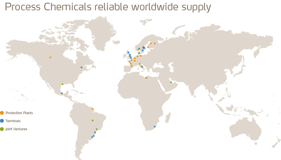 Process chemicals worldwide supply map